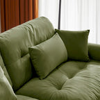 Divano sezionale modulare vintage in velluto cammello / grigio / crema / blu / verde oliva con 2 pouf – 2+ posti