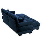 Divano sezionale modulare vintage in velluto cammello / grigio / crema / blu / verde oliva con 2 pouf – 2+ posti
