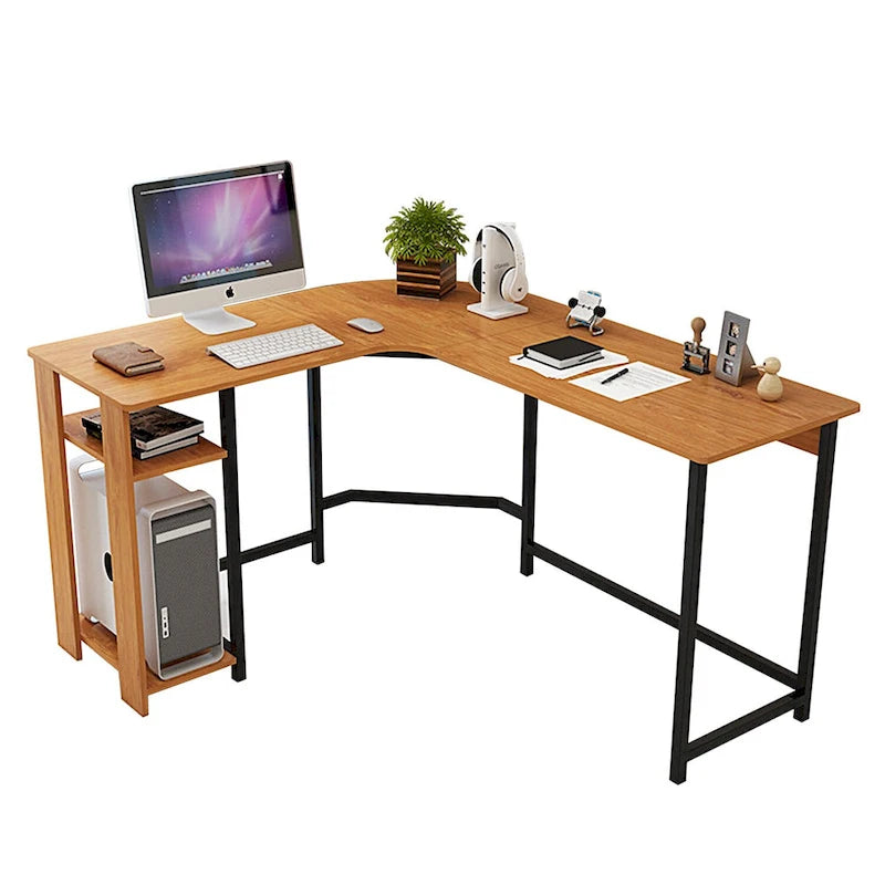 Scrivania gaming a L moderna per PC con telaio in legno e nero per ufficio/studio domestico