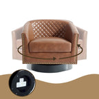 Set di 2 Poltrone Girevoli a Botte in Ecopelle con Borchie