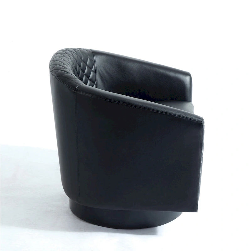 Set di 2 Poltrone Girevoli a Botte in Ecopelle con Borchie