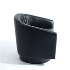 Set di 2 Poltrone Girevoli a Botte in Ecopelle con Borchie