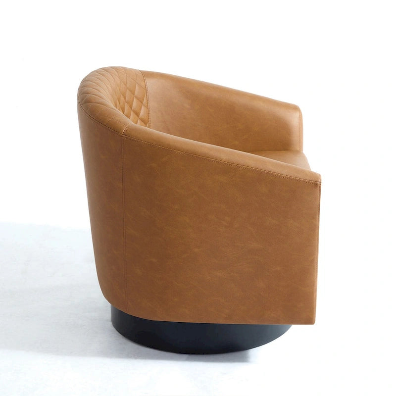 Set di 2 Poltrone Girevoli a Botte in Ecopelle con Borchie