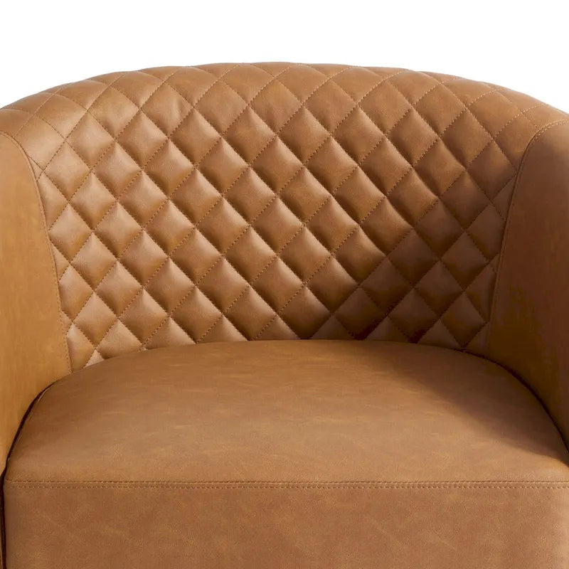 Set di 2 Poltrone Girevoli a Botte in Ecopelle con Borchie
