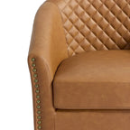 Set di 2 Poltrone Girevoli a Botte in Ecopelle con Borchie