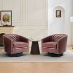Set di 2 Poltrone Girevoli a Botte in Ecopelle con Borchie