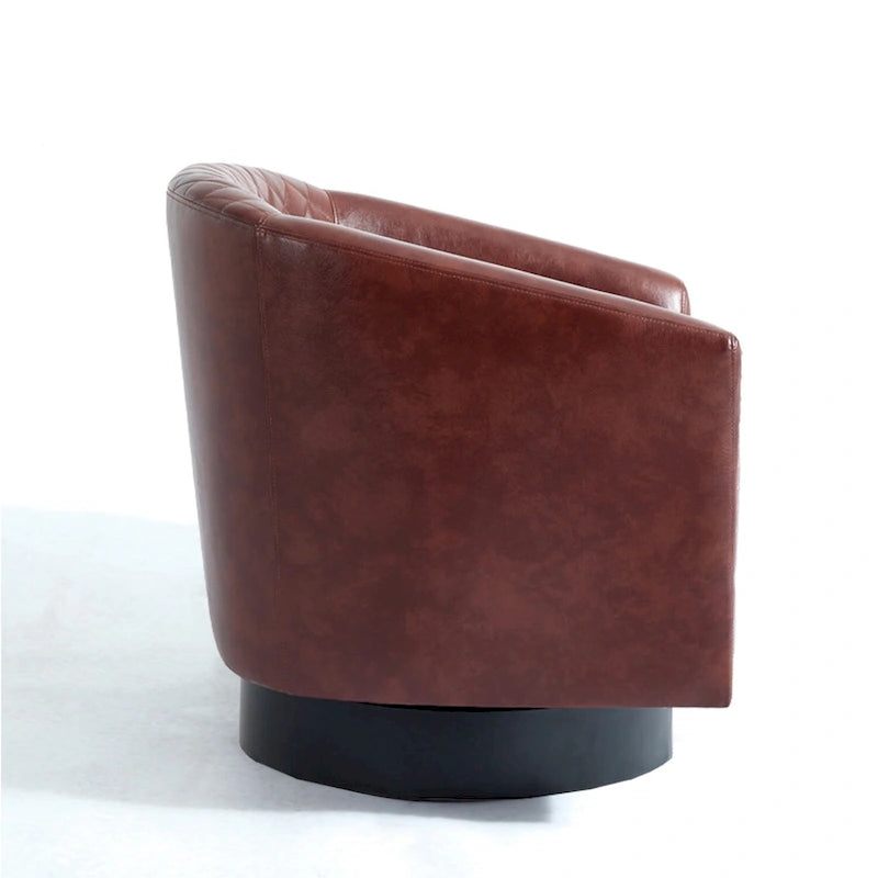 Set di 2 Poltrone Girevoli a Botte in Ecopelle con Borchie