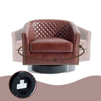 Set di 2 Poltrone Girevoli a Botte in Ecopelle con Borchie