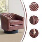 Set di 2 Poltrone Girevoli a Botte in Ecopelle con Borchie