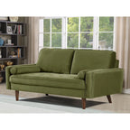 Divanetto trapuntato in velluto nero/verde oliva/blu verdastro/arancione, stile metà secolo, 2 posti