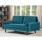 Divanetto trapuntato in velluto nero/verde oliva/blu verdastro/arancione, stile metà secolo, 2 posti