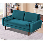 Divanetto trapuntato in velluto nero/verde oliva/blu verdastro/arancione, stile metà secolo, 2 posti
