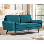 Divanetto trapuntato in velluto nero/verde oliva/blu verdastro/arancione, stile metà secolo, 2 posti