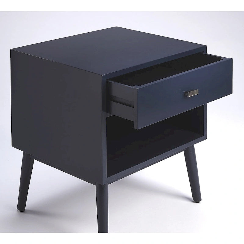 Tavolino in stile Mid-Century con cassetto Blu Navy – 1 persona