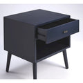 Tavolino in stile Mid-Century con cassetto Blu Navy – 1 persona