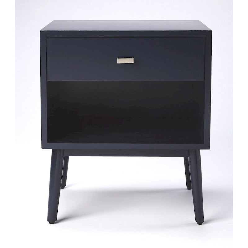 Tavolino in stile Mid-Century con cassetto Blu Navy – 1 persona