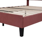 Letto a piattaforma con motivo floreale velluto rosso pasta di fagioli/beige, singolo