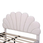 Letto a piattaforma con motivo floreale velluto rosso pasta di fagioli/beige, singolo
