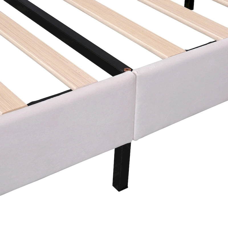 Letto a piattaforma con motivo floreale velluto rosso pasta di fagioli/beige, singolo