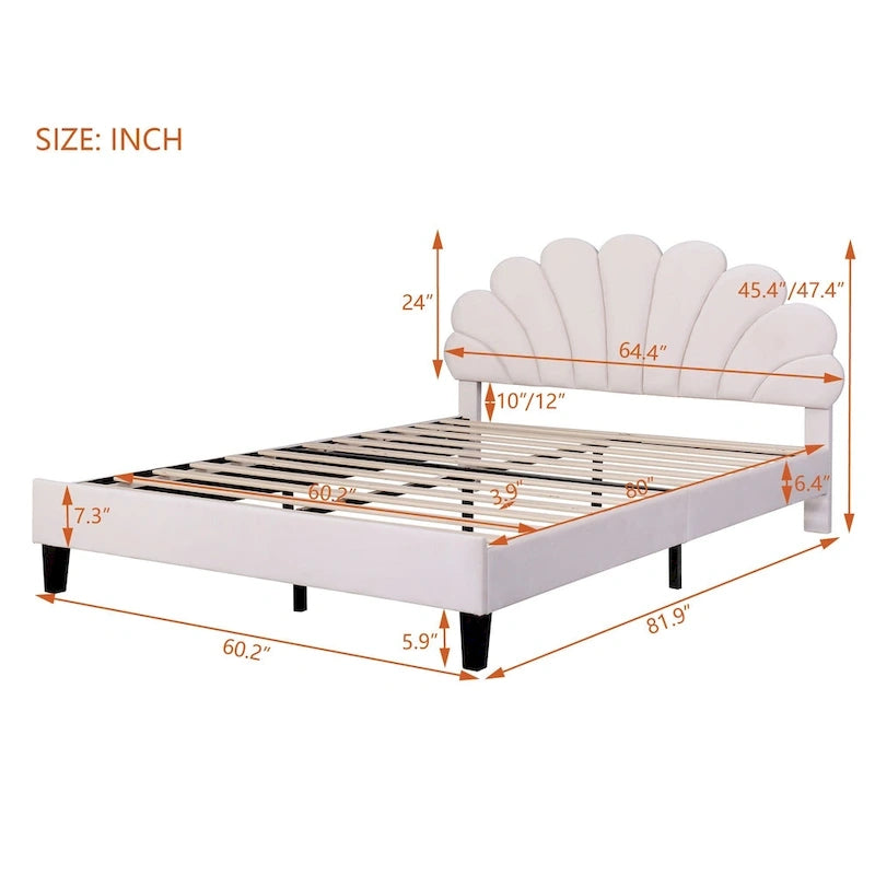 Letto a piattaforma con motivo floreale velluto rosso pasta di fagioli/beige, singolo