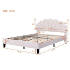 Letto a piattaforma con motivo floreale velluto rosso pasta di fagioli/beige, singolo