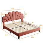 Letto a piattaforma con motivo floreale velluto rosso pasta di fagioli/beige, singolo