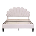 Letto a piattaforma con motivo floreale velluto rosso pasta di fagioli/beige, singolo
