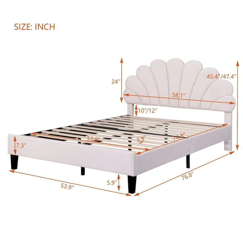 Letto a piattaforma con motivo floreale velluto rosso pasta di fagioli/beige, singolo