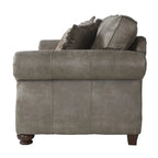 Divanetto per 2 in finta pelle grigia con borchie decorative