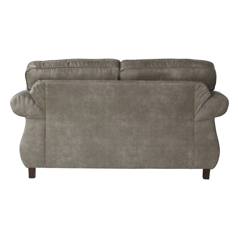 Divanetto per 2 in finta pelle grigia con borchie decorative