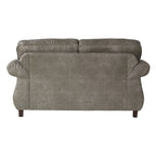 Divanetto per 2 in finta pelle grigia con borchie decorative