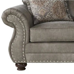 Divanetto per 2 in finta pelle grigia con borchie decorative