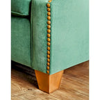 Divano a due posti Yaur in tessuto verde di transizione con borchie di Furniture of America