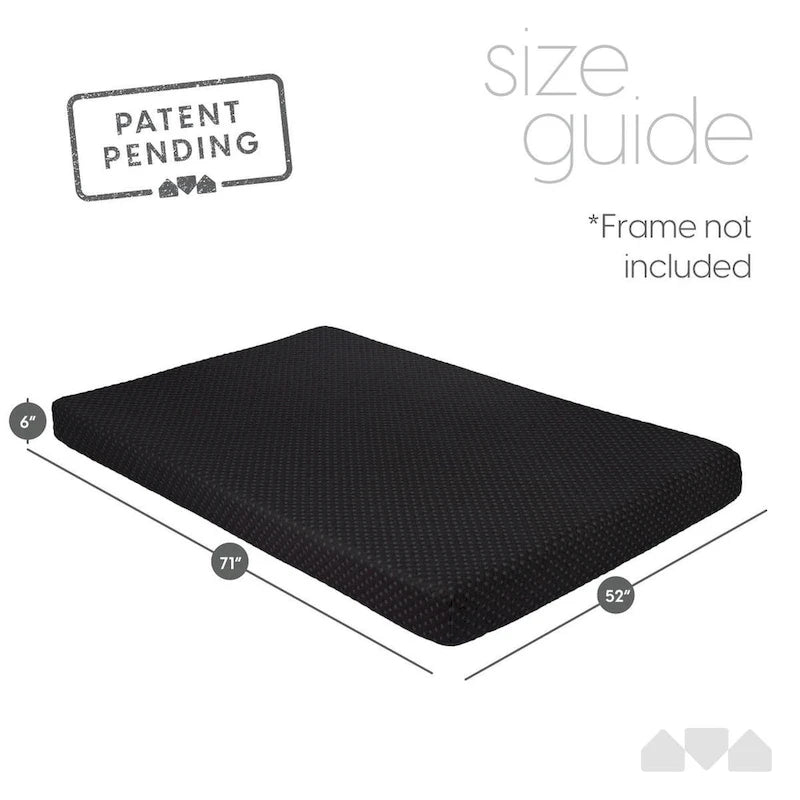 Materasso per futon in memory foam full size (matrimoniale) nero Milliard