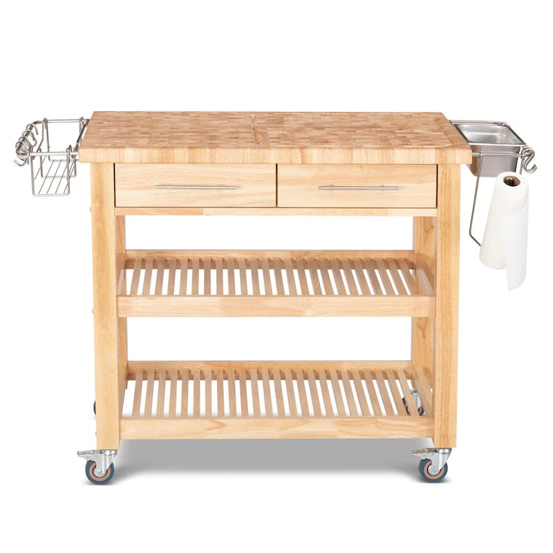 Carrello da cucina – Legno naturale, multicolore, 1 persona