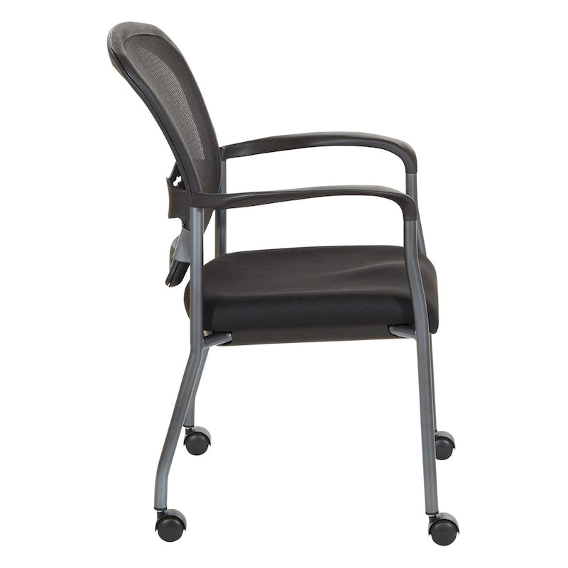 Sedia visitatore con schienale traspirante e supporto lombare integrato