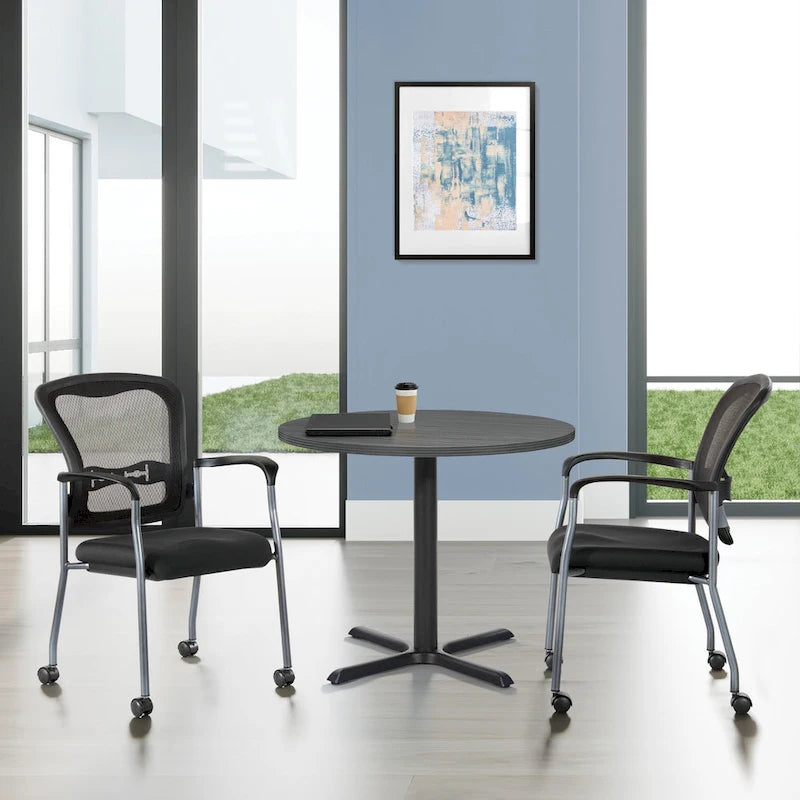 Sedia visitatore con schienale traspirante e supporto lombare integrato
