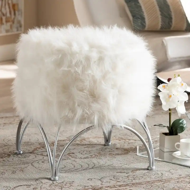 Pouf imbottito moderno e contemporaneo Silver Orchid Coburn