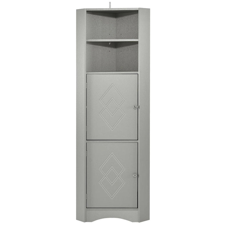 Mobile angolare da bagno – Bianco / Grigio / Nero, 2 ante, montaggio per 1 persona