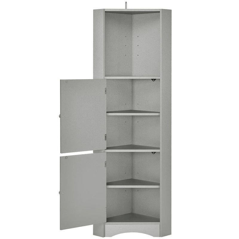 Mobile angolare da bagno – Bianco / Grigio / Nero, 2 ante, montaggio per 1 persona