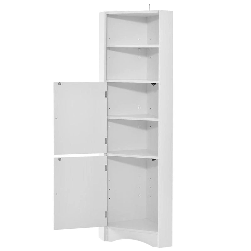 Mobile angolare da bagno – Bianco / Grigio / Nero, 2 ante, montaggio per 1 persona