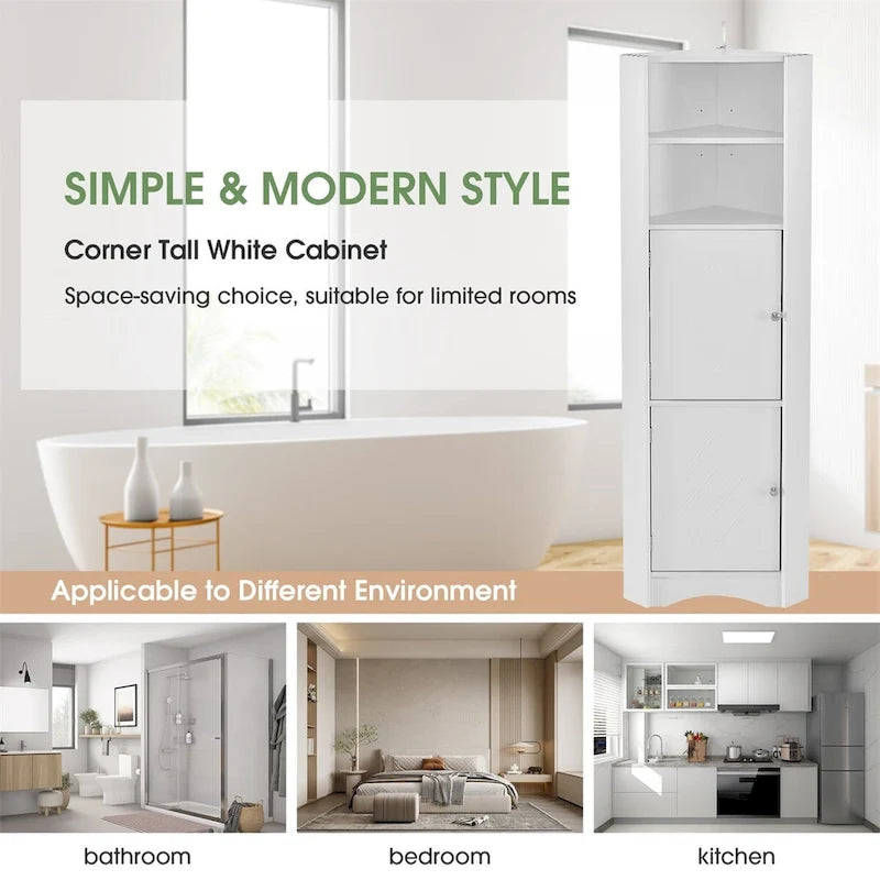 Mobile angolare da bagno – Bianco / Grigio / Nero, 2 ante, montaggio per 1 persona