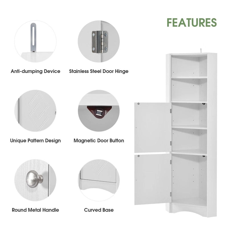 Mobile angolare da bagno – Bianco / Grigio / Nero, 2 ante, montaggio per 1 persona
