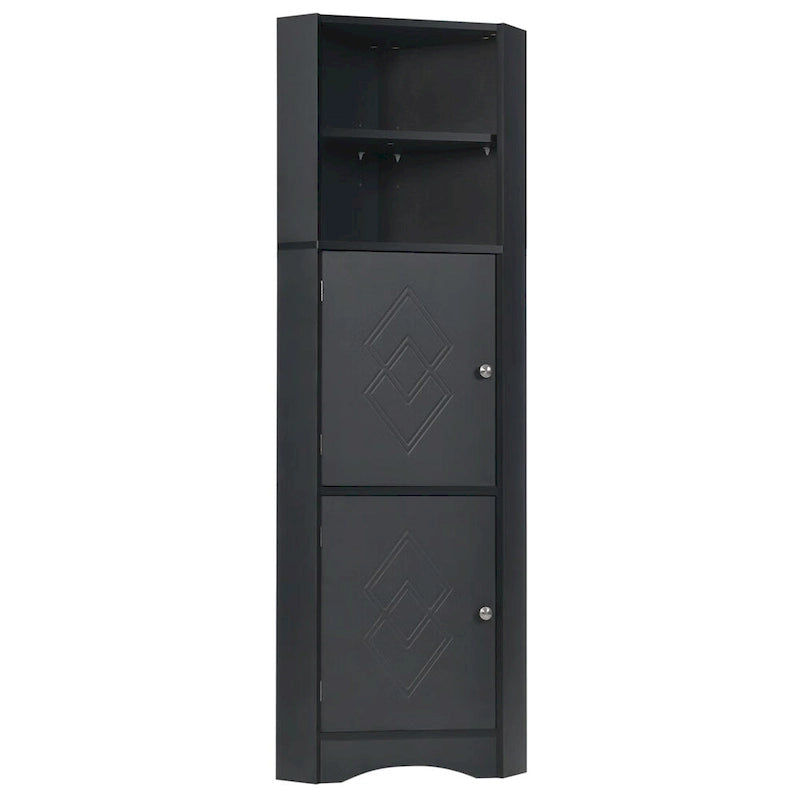 Mobile angolare da bagno – Bianco / Grigio / Nero, 2 ante, montaggio per 1 persona
