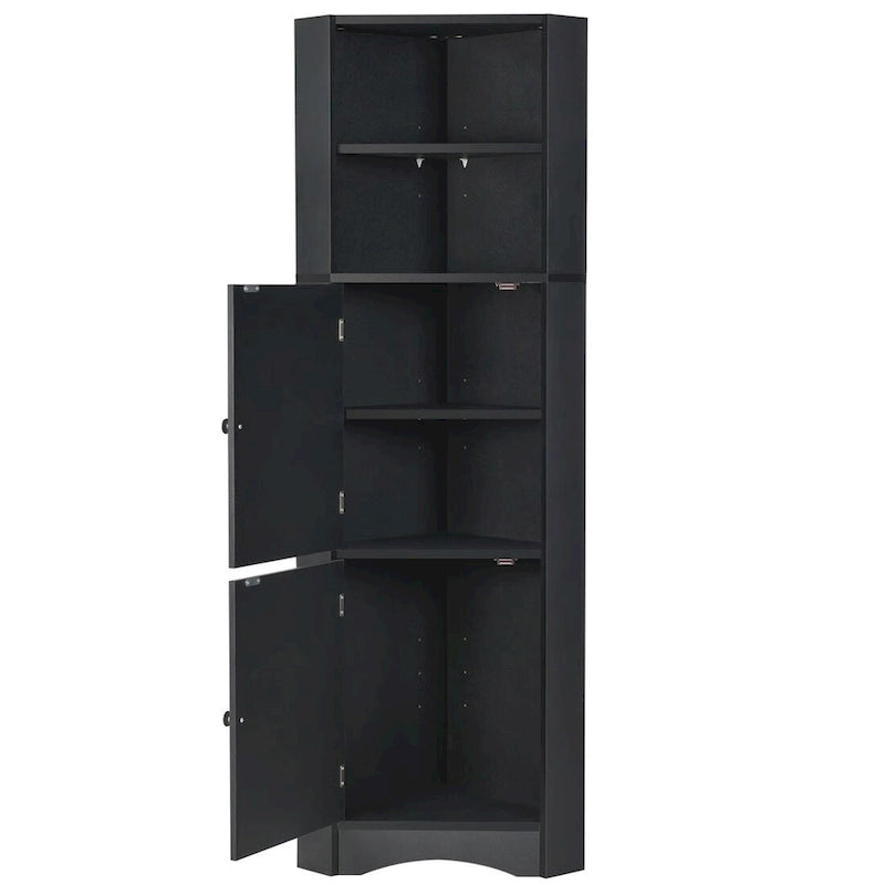 Mobile angolare da bagno – Bianco / Grigio / Nero, 2 ante, montaggio per 1 persona