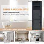 Mobile angolare da bagno – Bianco / Grigio / Nero, 2 ante, montaggio per 1 persona
