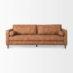Divano a tre posti Loretta in similpelle color cognac con cuscini a rullo - 87.9L x 36.2P x 33.8A