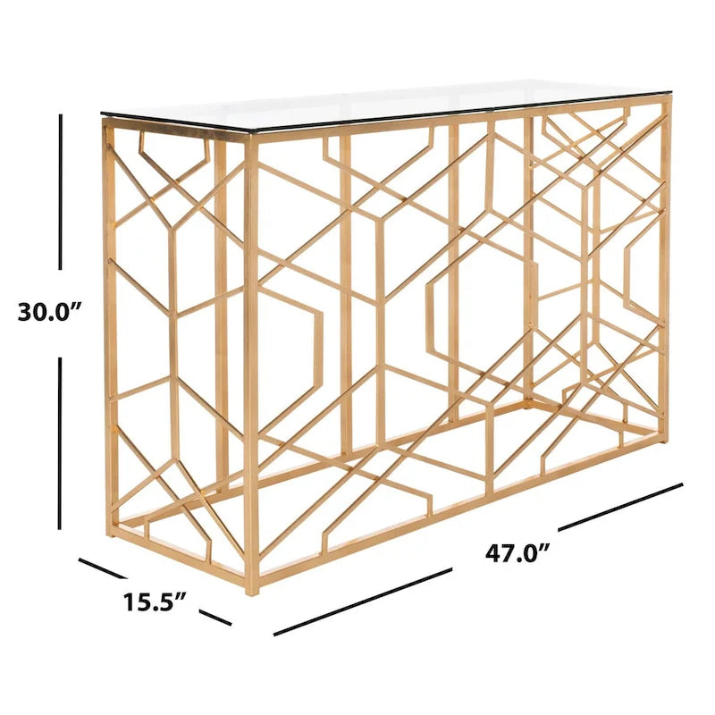 SAFAVIEH Couture Corrine Consolle con Foglia Oro - 47 L x 15,5 P x 30 H - 47Lx16Px30H