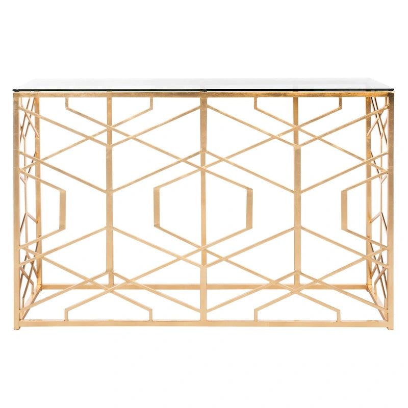 SAFAVIEH Couture Corrine Consolle con Foglia Oro - 47 L x 15,5 P x 30 H - 47Lx16Px30H
