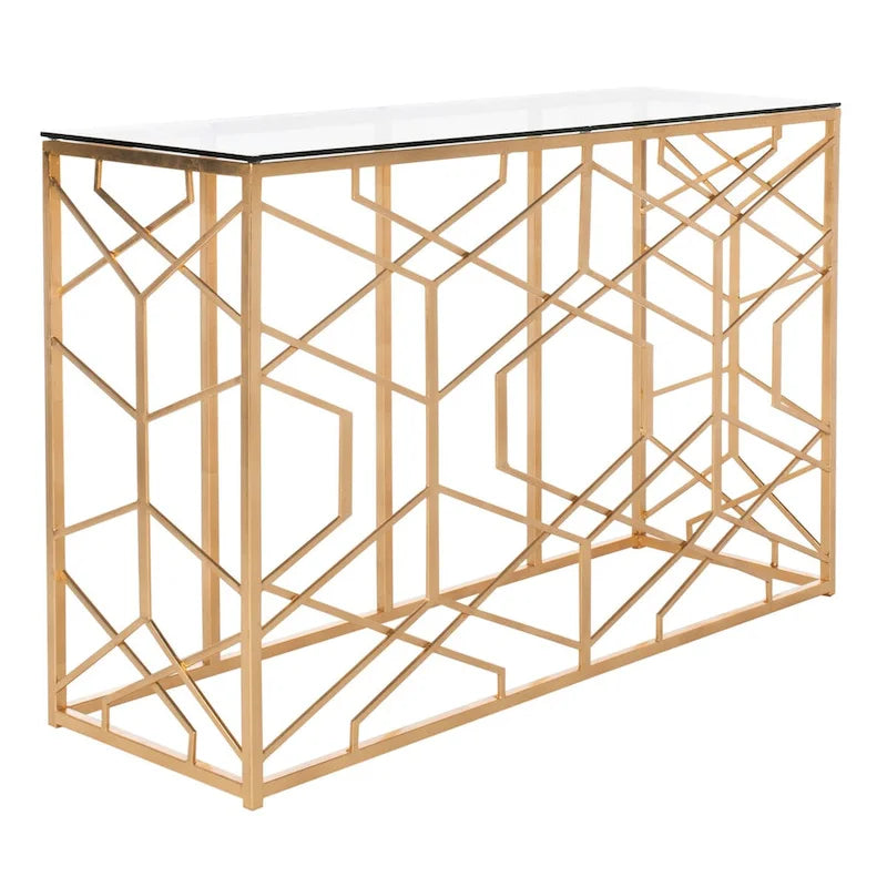 SAFAVIEH Couture Corrine Consolle con Foglia Oro - 47 L x 15,5 P x 30 H - 47Lx16Px30H